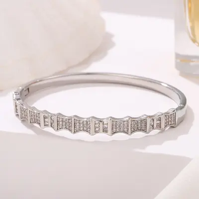 Copper bracelet with rhinestone, gold and silver options - 10