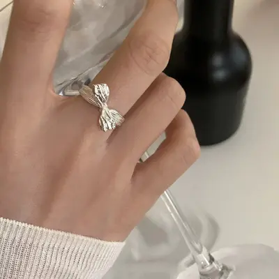 925er Silber asymmetrischer geometrischer Ring für Zeigefinger - 8