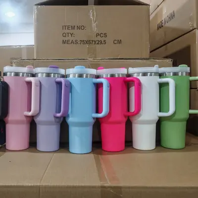 40-oz-Eisbecher-Thermosbecher mit Griff, Vakuum-Isolierbecher aus Edelstahl 304