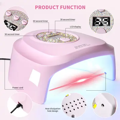 USB LED oje kurutma lambası, hızlı kuruyan, taş dekoritli