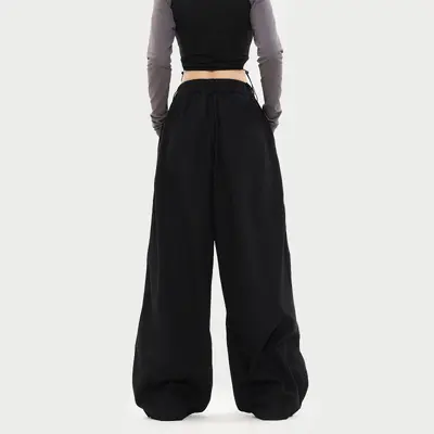 OREETA丨Japon Tarzı Bol Paça Pantolon Kadın Gevşek Spor Street Dance Pantolon Siyah Marka Bol Paça Rahat Pantolon Erkek