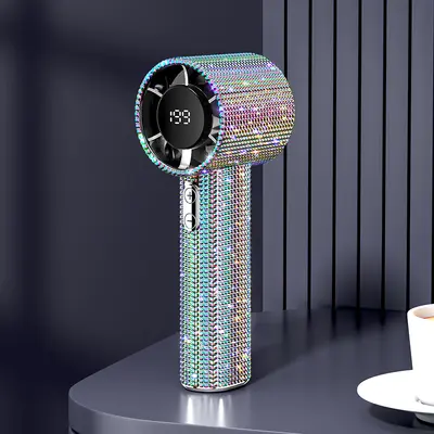 Rhinestone Handheld Mini Fan, USB Rechargeable, Portable - 9