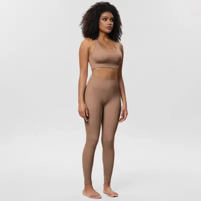 Herbst-Yogaset, 3-teilig, nahtlose Yogahose, Sport-Top und langärmliges Oberteil - 9