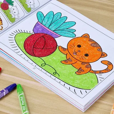 Детская раскраска с рисунками для детей 2-3-4 лет, 6 книг для детского сада, развивающая книжка с картинками для малышей с восковыми мелками, сказочная раскраска - 4