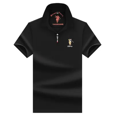Men's Short Sleeve Pure Cotton Solid Color Polo Shirt - 13