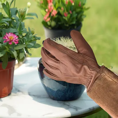 Sheepskin Gardening Gloves, Long Cuff, Puncture and Cut Resistant