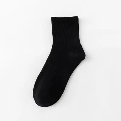 Zhuji Socken für Herren, mittelhoch bis hochschaft, schwarz/weiß, reine Baumwolle, atmungsaktiv, geruchshemmend, schweißabsorbierend, Sportsocken mit Frottee-Sohle für Frühling und Sommer - 11