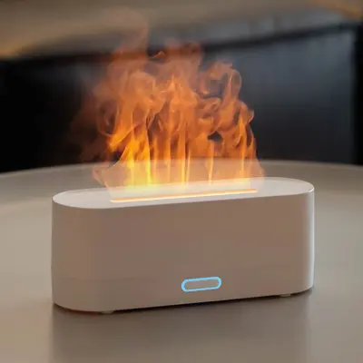 Aromatherapie-Diffuser mit farbiger Simulationsflamme, USB, Tisch-Luftbefeuchter - 11