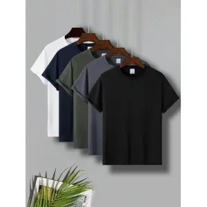 Men's Sports T-Shirt 6-Piece Set, Solid Color, Quick-Dry Fabric - 10
