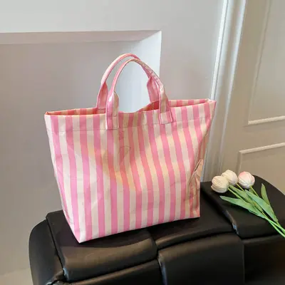PVC Striped Large Capacity Women's Tote Bag, Waterproof, Portable Single Shoulder - 11