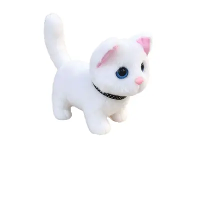 Новая имитационная электрическая игрушка-кошка, которая ходит и мяукает, плюшевый котёнок, милая игрушка-компаньон для детей, оптовая продажа для уличных торговых точек