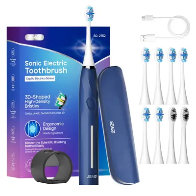 Seago electric toothbrush, 8 brush heads, portable case - 9