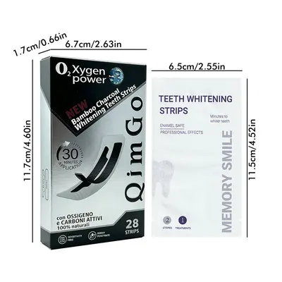 Activated Charcoal Teeth Whitening Strips, Removes Yellow Stains