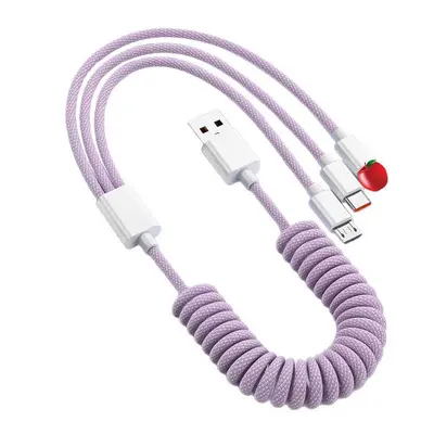 120W 3-in-1 spring-type charging cable, car mounted - 7