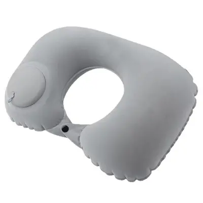 Basınçlı şişme U şeklinde yastık boyun desteği seyahat portatif seyahat yastığı floklu kumaşlı U şeklinde minder.