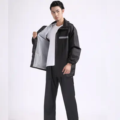 Thickened Raincoat and Rain Pants Set for Cycling, Reflective Full-Body Protection