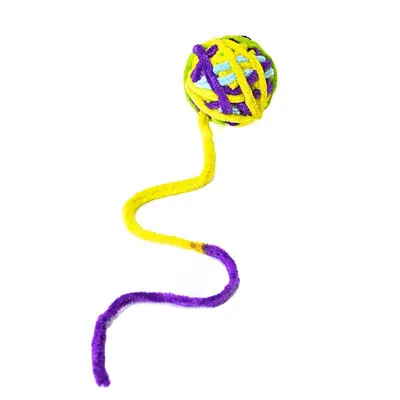 Plush Bell Cat Teaser Ball, Chew-Resistant, Yarn - 8