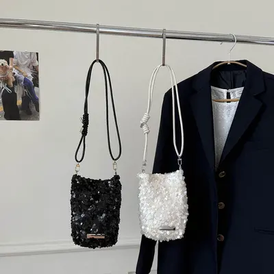 Women's Sequin Single-Shoulder Bag, Textured, Korean Style - 3