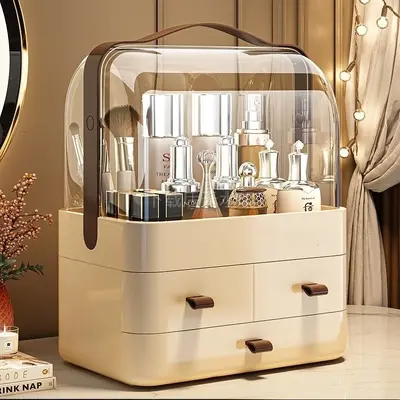 Multi-layer cosmetic storage box, dust-proof, portable - 2