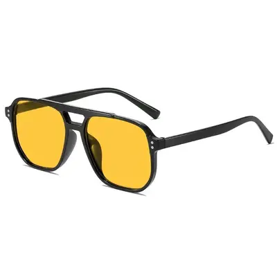 Metal Square Aviator Sunglasses, UV400, Ocean Lens, Double Bridge - 13
