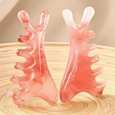 Premium-Harz Gua-Sha-Schönheitsbrett, multifunktionale Kopftherapie, Gesichtsakupressur, Meridian-Massagekamm für Kopf und Körper, 4-in-1-Lösung. - 7