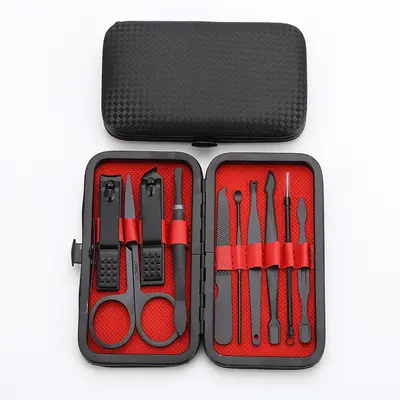 Siyah Ayna Tırnak Makası 18 parçalı Set Tırnak Makası Güzellik Manikür Araçları Tırnak Makası Pedikür Makas Seti - 8