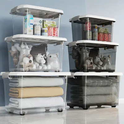 Ev için plastik şeffaf saklama kutusu giysi saklama kutusu gardırop oyuncak depolama dolabı ekstra büyük kalınlaşmış saklama kutusu - 3