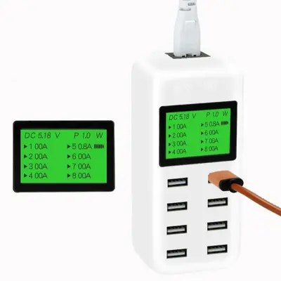 8-Port-USB-Ladestation mit Schnelladefunktion und intelligenter Anzeige