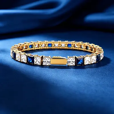 Stainless Steel Tennis Chain Bracelet, 3-5 mm Square Zircon Stones, Light Luxury Jewelry