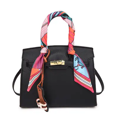 Large Capacity Kelly Bag with Printed Silk Scarf, Casual Handbag - 7