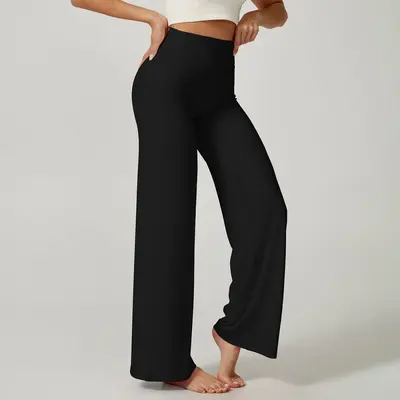 Damen-Outdoor-Freizeithose mit geradem Bein, weite Yogahose - 9