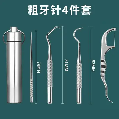 Stainless steel toothpick set, portable dental care tool - 7