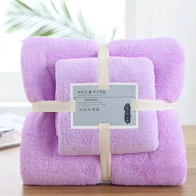 Manufacturer wholesale coral velvet towel bath towel gift set thickened mother-in-law towel set with printed logo - 12