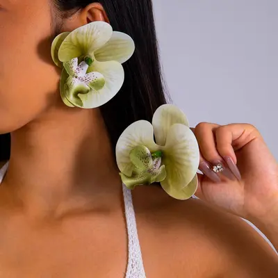 Amazon cross-border 3D colorful large butterfly orchid earrings, simulated flower earrings giving a fresh and atmospheric feel. - 9