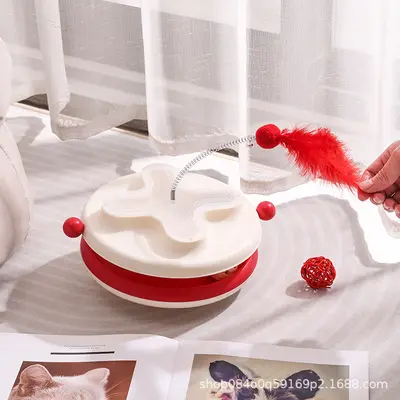 猫咪玩具转盘带逗猫棒猫咪游乐盘逗猫自嗨宠物玩具独立包装猫玩具