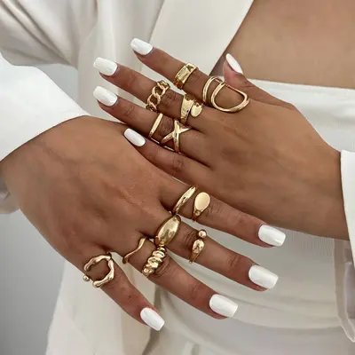 Pearl hollow open ring set alloy design