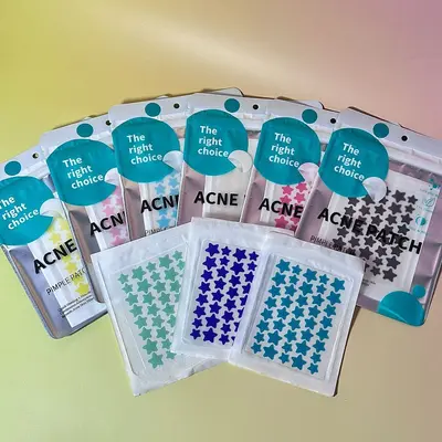 Colorful Star Hydrocolloid Pimple Patch, Essential Oil, Pus-Absorbing, Makeup-Compatible