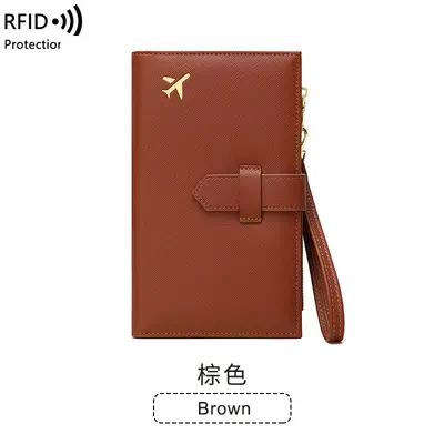 跨境新款RFID防磁护照包拉链搭扣证件包护照夹多功能长款女士钱包 - 11