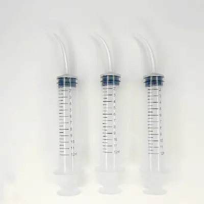 12 ml Kavisli Kafa Irrigator Ev Taşınabilir Tek Kullanımlık Diş Şırınga Diş Temizleme Ağız Sulama Aracı - 7
