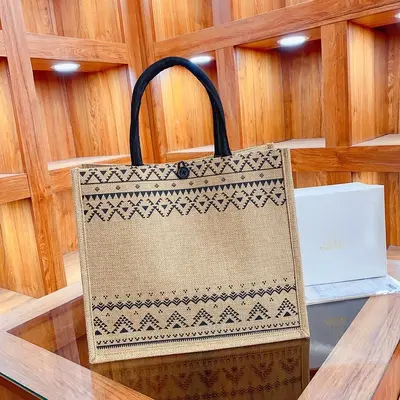 Linen Tote Bag for Women, Large Capacity, Letter Print - 3