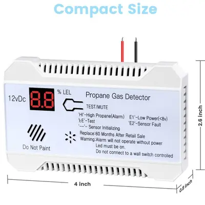 RV Propane Gas Detector, 85dB Loud Alarm, Certified Sensor - 2