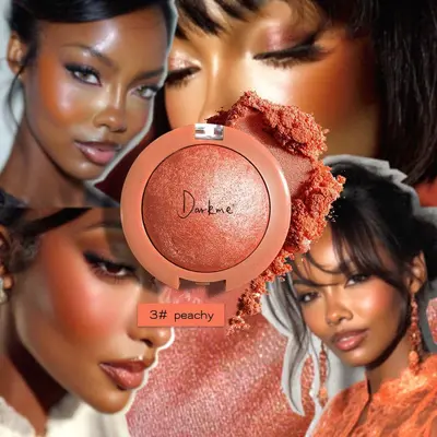 Darkme 2-in-1 Baked Pearlescent Blush and Highlighter, Peach Shade