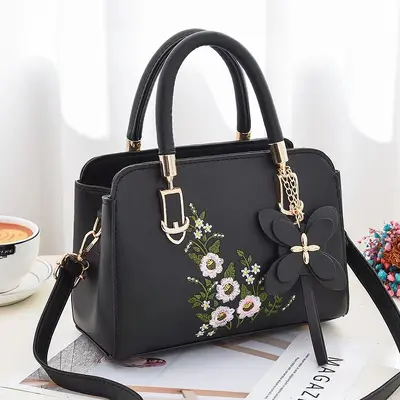 Damen-Schultertasche im chinesischen Stil mit Blumenmuster - 7