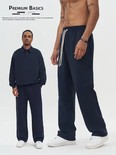 Jogginghose aus 430 g Frottee-Mikrofleece, gerader Schnitt, lockere Passform, Herbst-Winte
