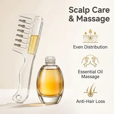Saç derisi masaj tarağı, serum uygulayıcı, kristal tarak - 3