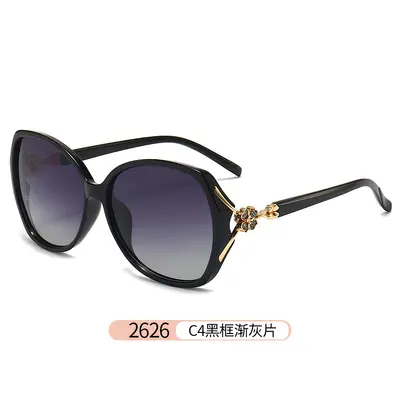 Polarized Four-Leaf Clover Large-Frame Retro Sunglasses for Women - 10