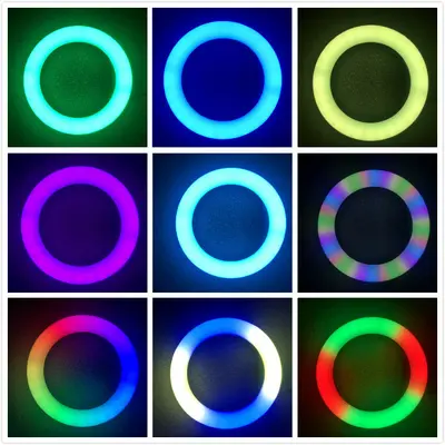 MJ26 canlı yayın dolgu ışığı fotoğraf ve video çekimi için 10 inç/8 inç/18 inç iç mekan fotoğraf ve video RGB halka ışık.