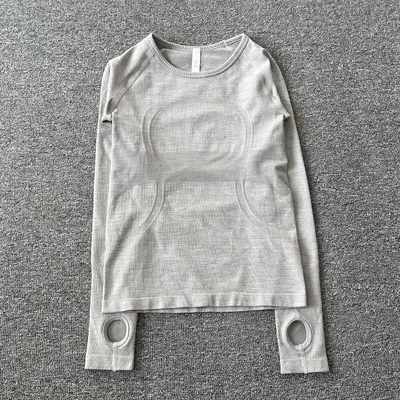 Damen Yoga Langarm-T-Shirt Rundhals hochelastisch atmungsaktiv