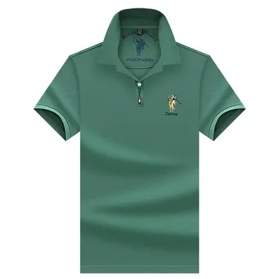 Men's Short Sleeve Pure Cotton Solid Color Polo Shirt - 11