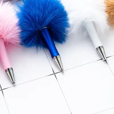 Plush Dotted Beaded Ballpoint Pen, Creative DIY Bead Pen